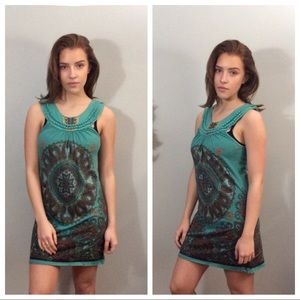 Language turquoise dress, size XS